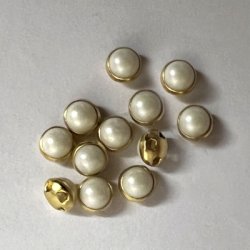 4mm Gold Edged Pearl Buttons - Pkg. of 12 [TGB] - $3.50 : Dollspart Supply  - Doll parts, supplies, shoes, high heels and accessories