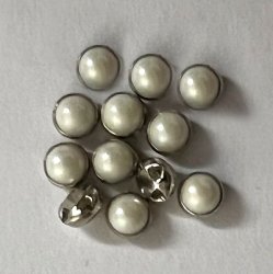 4mm Silver Edged Pearl Buttons - Pkg. of 12