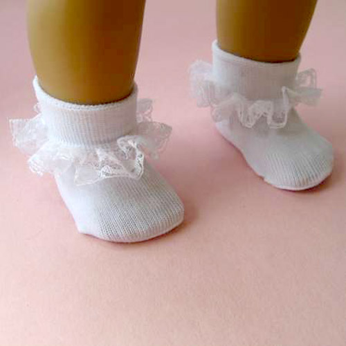 ONE PAIR ANKLE SOCKS WITH Blue LACE FOR 8 INCH GINNY DOLL 10007-0 Blue 