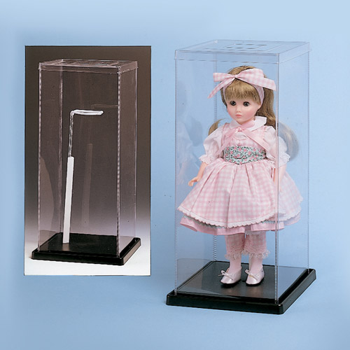 2 PC DOLL & BEAR DISPLAY CASE AND METAL STAND 16" x 16" x 21" HIGH NEW IN BOX 